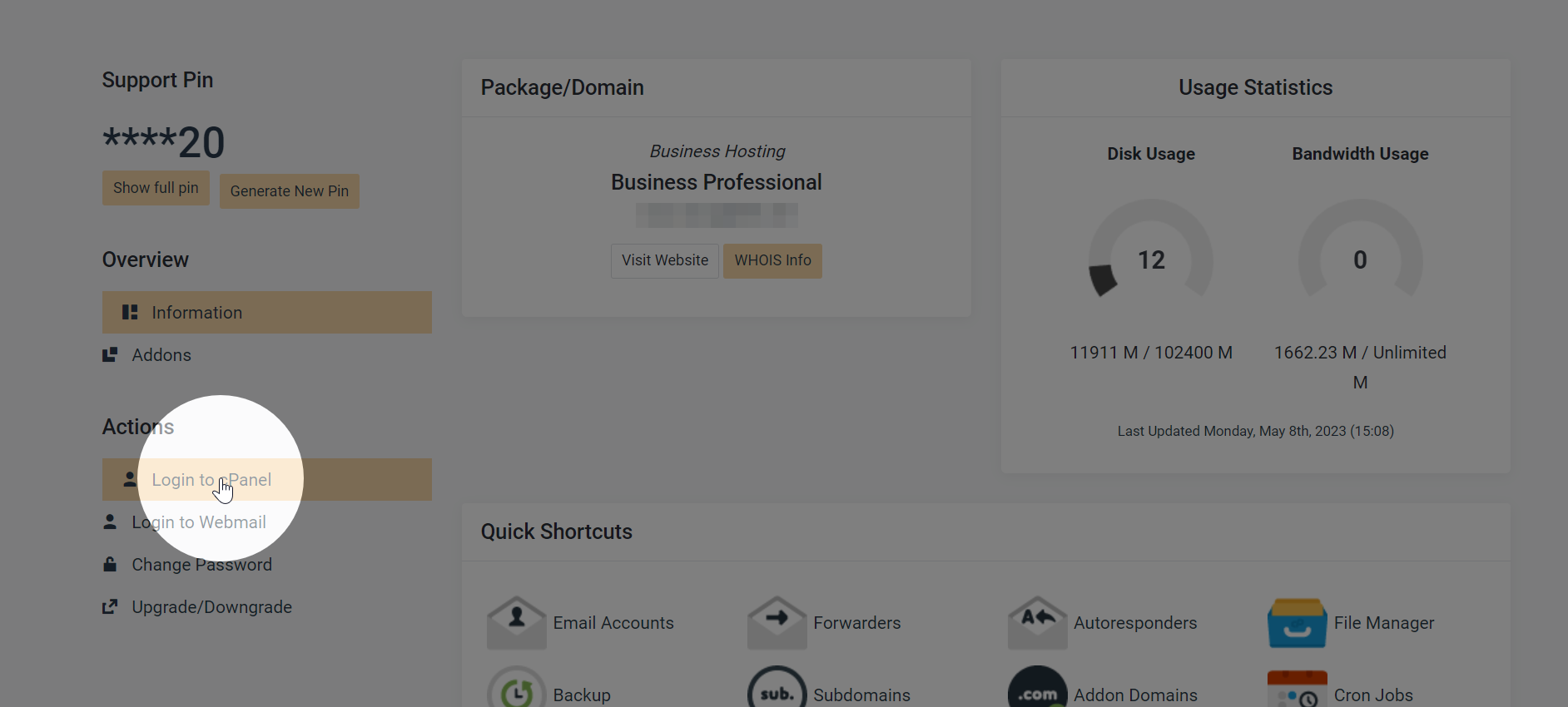 Login to cPanel